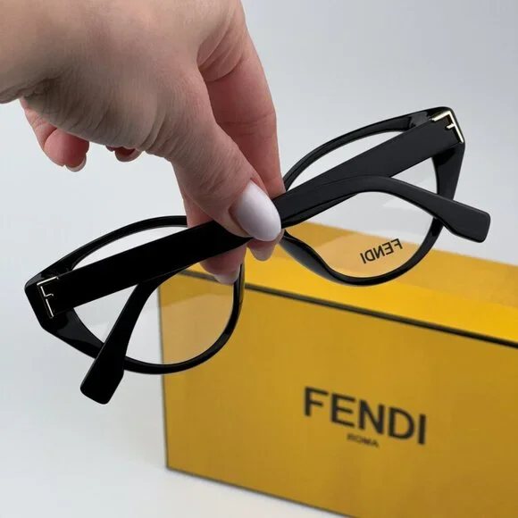 Fendi FE50020I FIRST 001 BRAND NEW Eyeglasses Shiny Black Women Cat Eye